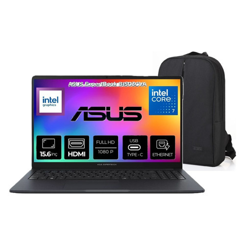 Expertbook B1503CVA Intel Core 7 150U 16GB Ddr5 1tb SSD 15.6" Fhd Windows 11 Pro Taşınabilir Bilgisayar + Snertech Çanta