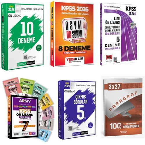 2026 KPSS Genel Yetenek Genel Kültür Ön Lisans Ortaöğretim Kazandıran Süper Karma Deneme ve Ön Lisans Çıkmış Sorular Set
