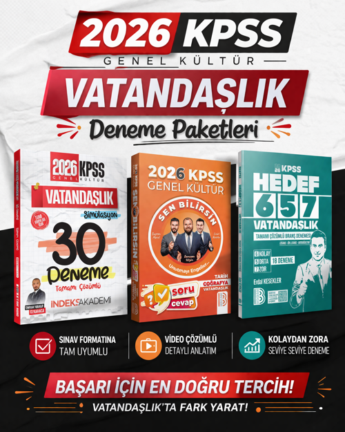 İndeks 2026 KPSS Vatandaşlık 30 Deneme & Benim Hocam KPSS Vatandaşlık Deneme & Benim Hocam KPSS Genel Kültür Sen Bilirsi
