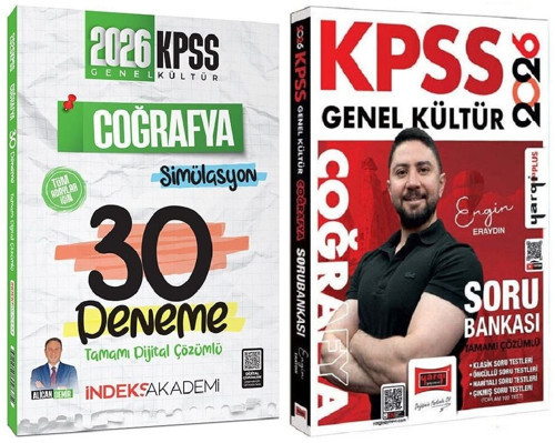 Yargı + İndeks 2026 KPSS Coğrafya Soru Bankası + 30 Deneme 2 li Set - Engin Eraydın, Alican Demir Yargı + İndeks Akademi