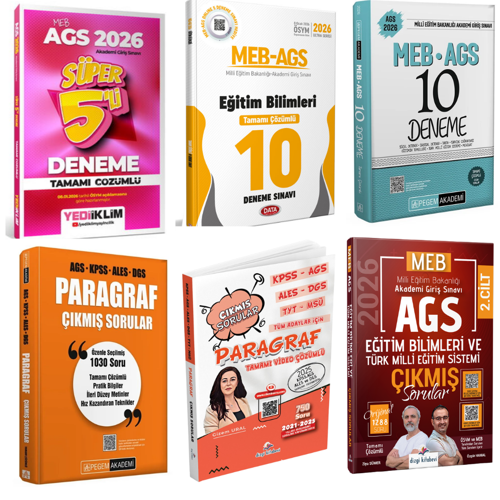 2026 MEB AGS Süper Deneme + MEB AGS Çıkmış Sorular Seti Pegem Yayınları + Yediiklim Yayınları + Data Yayınları + Dizgi Y