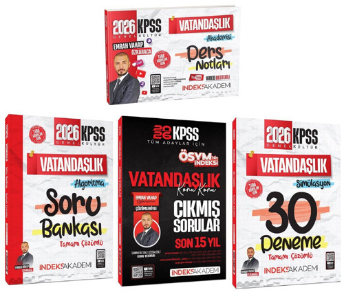 İndeks Akademi 2026 KPSS Vatandaşlık Ders Notları + Soru Bankası + Çıkmış Sorular + 30 Deneme 4 lü Set - Emrah Vahap Özk