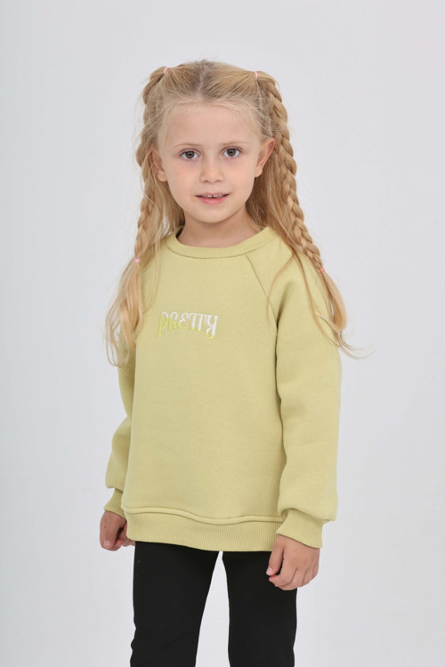 Toontoy Kız Çocuk Nakışlı Bisiklet Yaka Reglan Kol Sweatshırt 24909