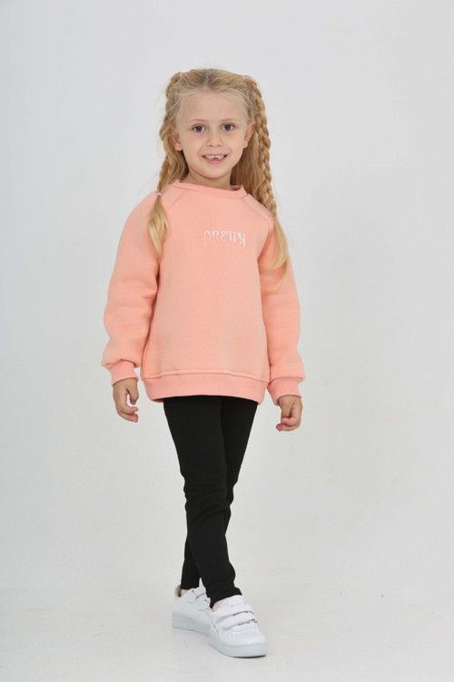 Toontoy Kız Çocuk Nakışlı Bisiklet Yaka Reglan Kol Sweatshırt 24909