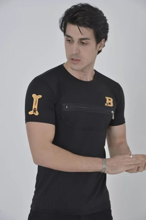 Unisex Göğüs Fermuarlı Baskılı TShirt