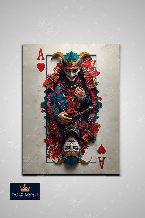 Kupa As Samuray Tarzında joker Kanvas Tablo - Salon Tablo - Ofis Tablo