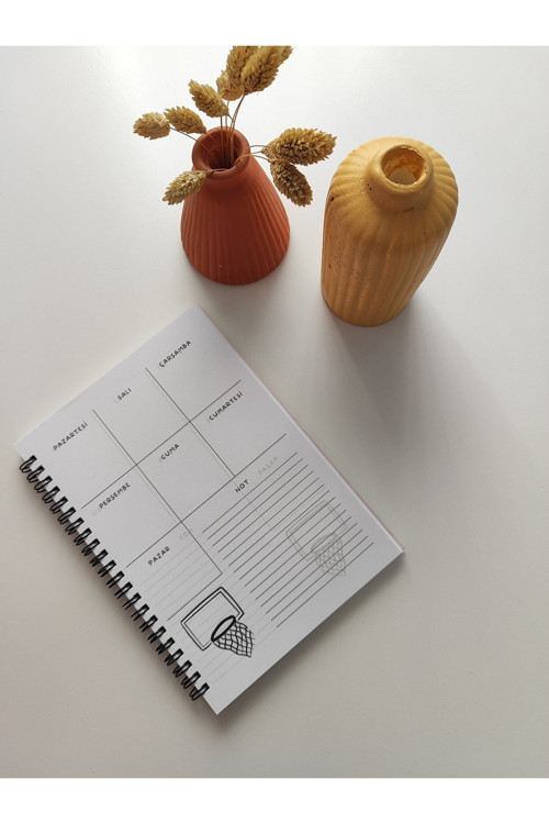 Basketbol Temalı Spiralli 15x21 cm Haftalık Planlayıcı defter