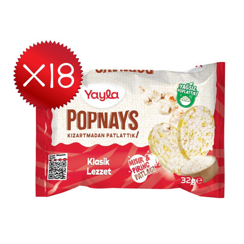 Popnays Klasik Lezzet Mısır ve Pirinç Patlağı 32 g x18