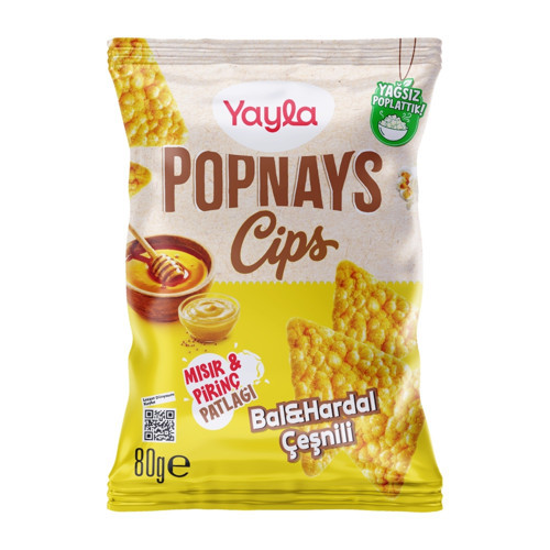 Popnays Cips Bal ve Hardal Çeşnili Mısır ve Pirinç Patlağı 80 g x10