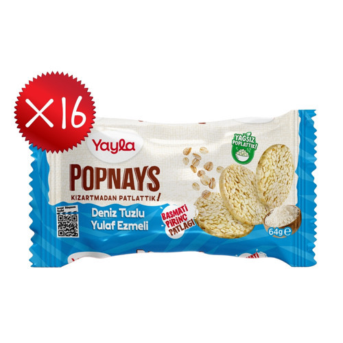 Popnays Deniz Tuzlu Yulaf Ezmeli Basmati Pirinç Patlağı 64 g x16