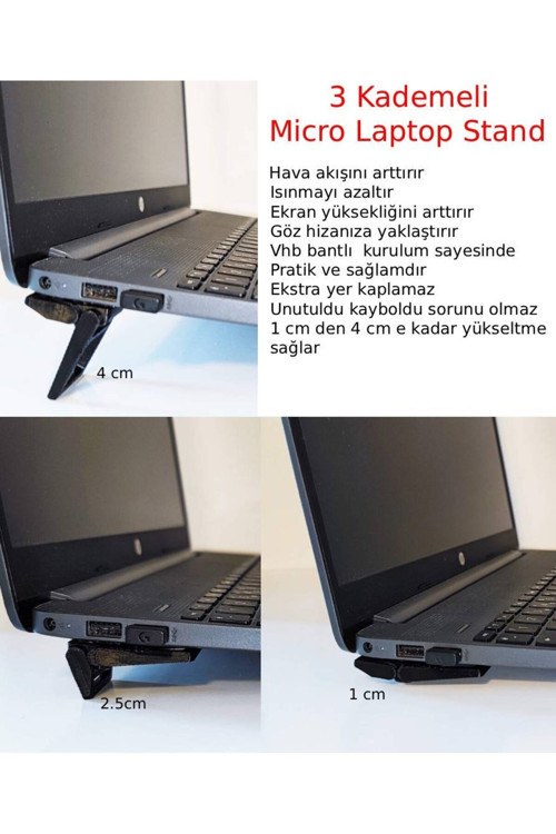 3 kademeli Mini Ergonomik Laptop Macbook Notebook Stand 2 Adet siyah