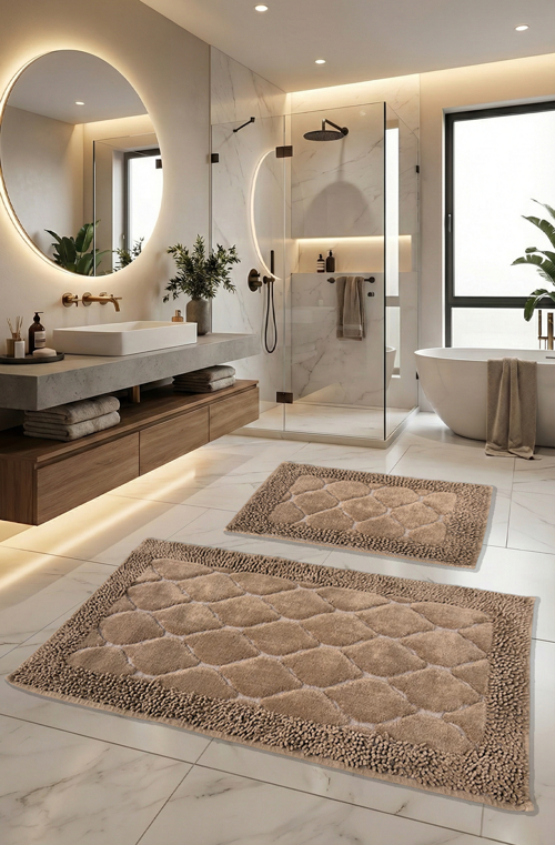 Pamukkent Yumuşacık, Süper Emici 2'li 100% Pamuk Ultra Lüks Banyo Paspası Seti