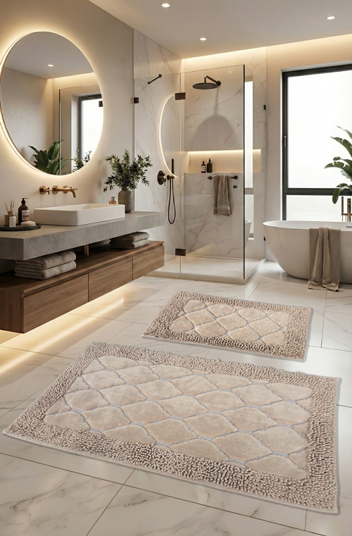 Pamukkent Yumuşacık, Süper Emici 2'li 100% Pamuk Ultra Lüks Banyo Paspası Seti