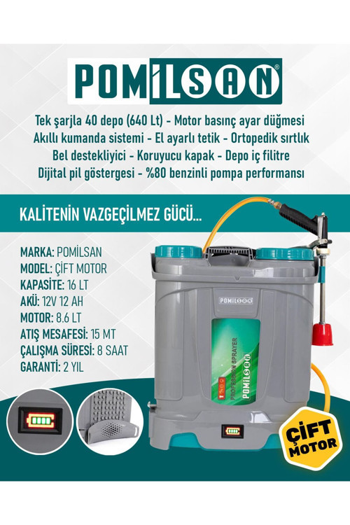 Çift Motorlu Akülü İlaçlama Pompası