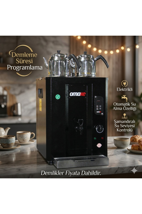 Otomatik Çay Makinesi Programlanabilir Demleme Süreli Elektrikli & Şamandıralı (Demlikler Dahil)