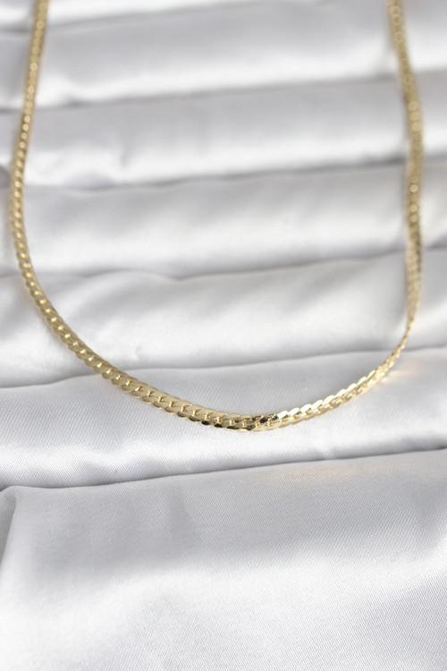 CM 14K Gold Renk Yassı Zincir Model 45 cm Kadın Kolye // XD-BKO11002-ST
