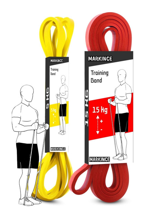 2li SET 5+15 KG Direnç Bandı Seti Kas Geliştirme Lastiği Fitness Pilates Cross Training Bant