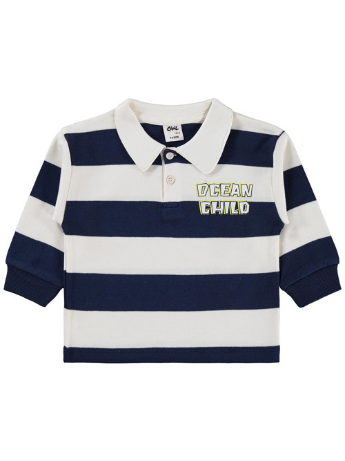 Çizgili 6-18 Ay Sweatshirt - Lacivert