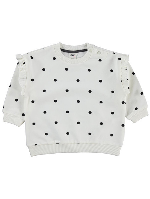 Puantiye Empirme 6-18 Ay Sweatshirt - Ekru