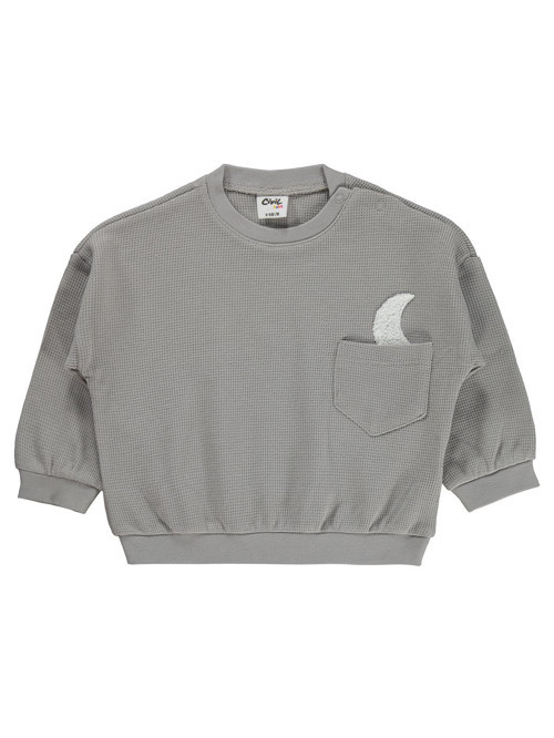 Cep Hilal Baskılı 6-18 Ay Sweatshirt - Gri