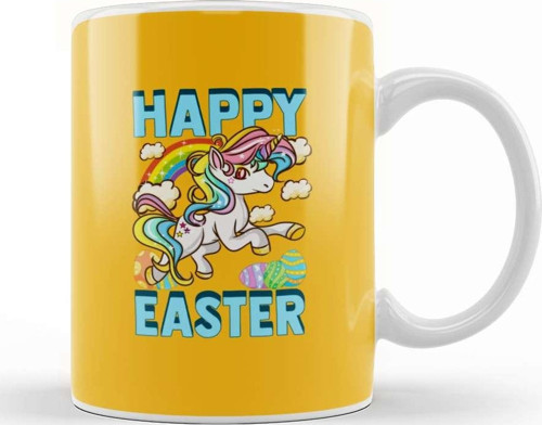Happy Easter Unicorn Egg Hunt Kupa Bardak Porselen