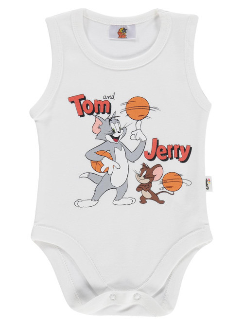 Tom and Jerry Baskılı 3-18 Ay Çıtçıtlı Badi - Ekru