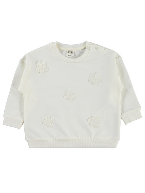 Büyük Mobil Çiçekli 6-18 Ay Sweatshirt - Ekru