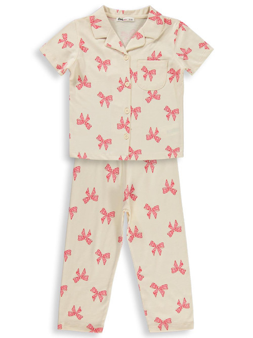 Fiyonk Desenli 2-5 Yaş Pijama Takımı - Fil Dişi