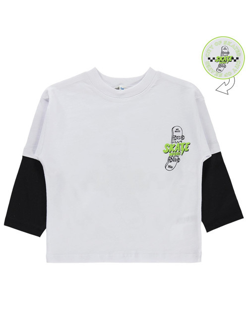 Skate Kay kay Baskılı 2-5 Yaş Sweatshirt - Beyaz