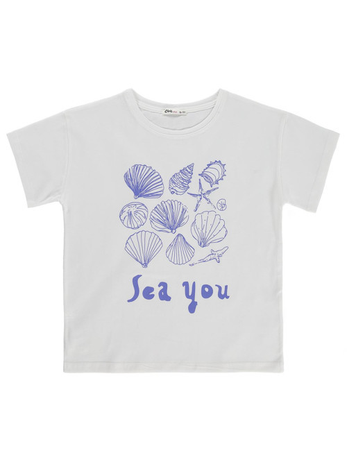 See You Baskılı 10-13 Yaş Tişört - Kırık Beyaz