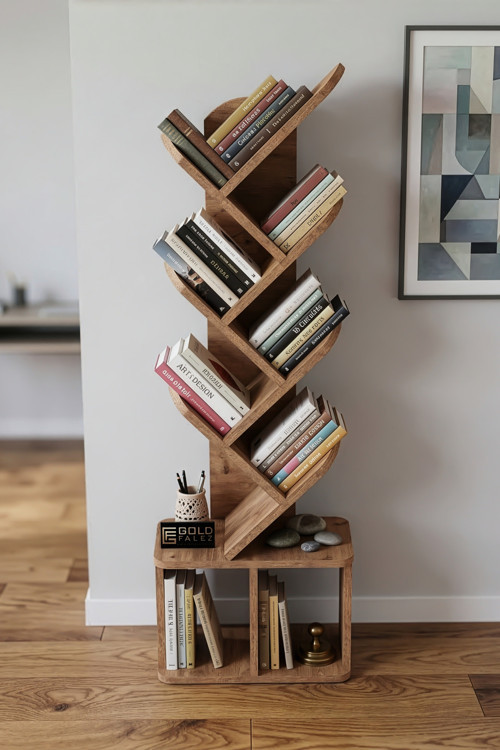 Kitaplık Modern Dekoratif Kitap Rafı Çok Katlı Kitap Standı Salon Ofis Organizer Yaprak 7061 Atlantk