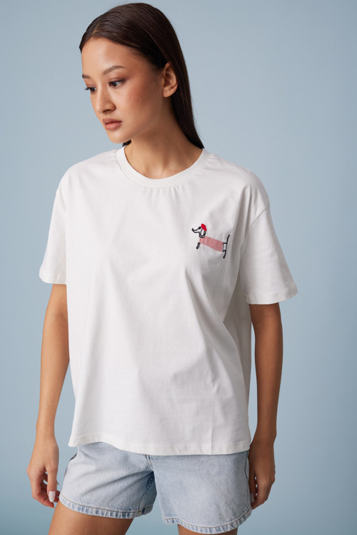 KÖPEK NAKIŞLI BİSİKLET YAKA T-SHIRT