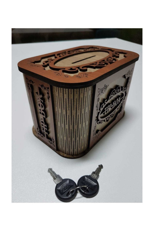 Tip Box Bahşiş Tip Kutusu Ahşap Kumbara Anahtarlı Kilitli