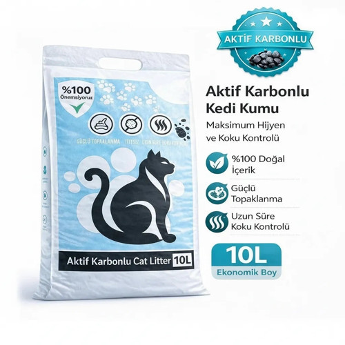 Doğal İçerikli Bentonit Kedi Kumu 10 Litre Tozdan Arındırılmış Tozsuz Kedi Kumu net 8,40kg 10 litr