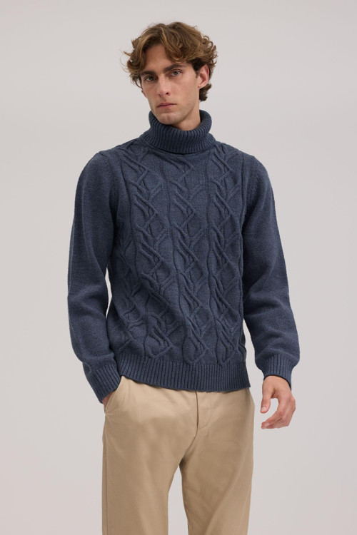 İndigo Slim Fit Tam Balıkçı Yaka Triko Kazak