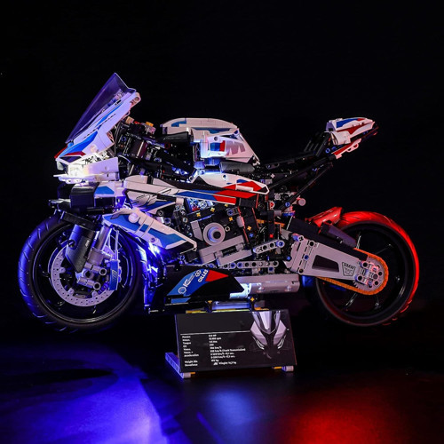 RGB Işıklı BMW M 1000 RR Technic Yapı Blok Seti | Motor Modeli (LEGO Marka Değildir) 1:5 Ölçek