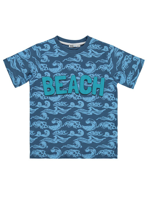 Beach Baskılı 10-13 Yaş Tişört - Yeşil