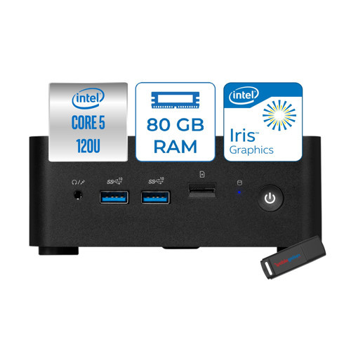 Msı Cubı Nuc Intel Core 5 120U 80GB Ddr5 4tb SSD Iris Xe Graphics Windows 11 Pro Mini Bilgisayar 1M013BEUH24 + Zettausbbellek