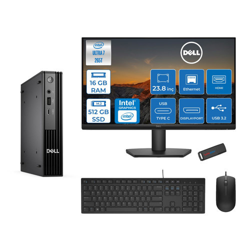 Pc Pro Mıcro QCM1250 Intel® Ultra 7 265T 16GB Ddr5 512GB SSD Intel® Graphicsdell 23.8 Fhd Mon. Freedos Mini Masaüstü Bilgisayar BTO10723F02+ZETTAUSBBELLEK