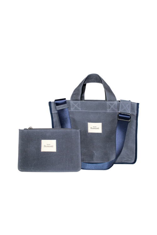 Hishi Rj Tote Bag Denim Mumlu Kanvas Çanta Lacivert Omuz Askı