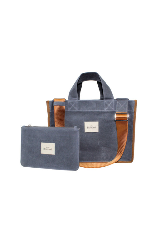 Hishi Rj Tote Bag Denim Mumlu Kanvas Çanta Taba Renk Omuz Askısı