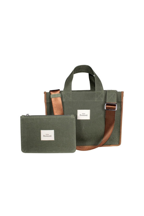Hishi Rj Tote Bag Khaki Mumlu Kanvas Çanta Kahverengi Omuz Askı