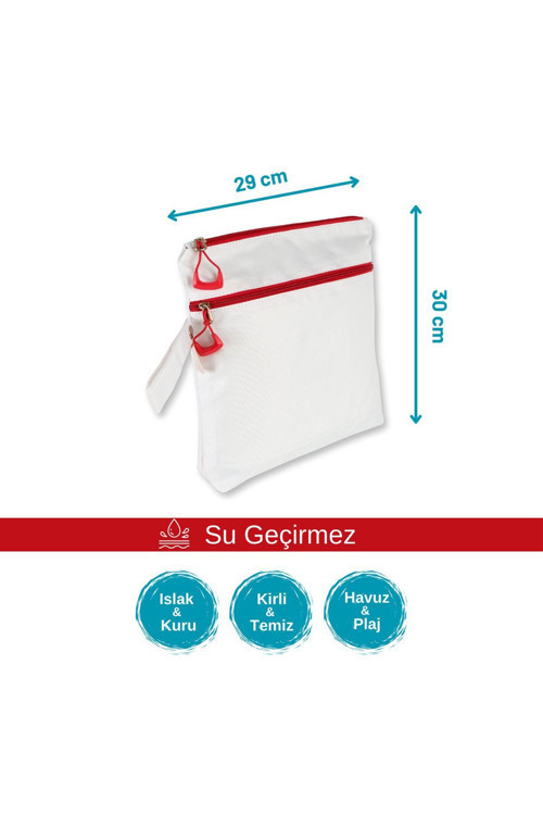 Mami Kids Wet&dry Su Geçirmez Islak Kuru Kirli Temiz Plaj Havuz Kreş Fonksiyonel Beyaz Çanta