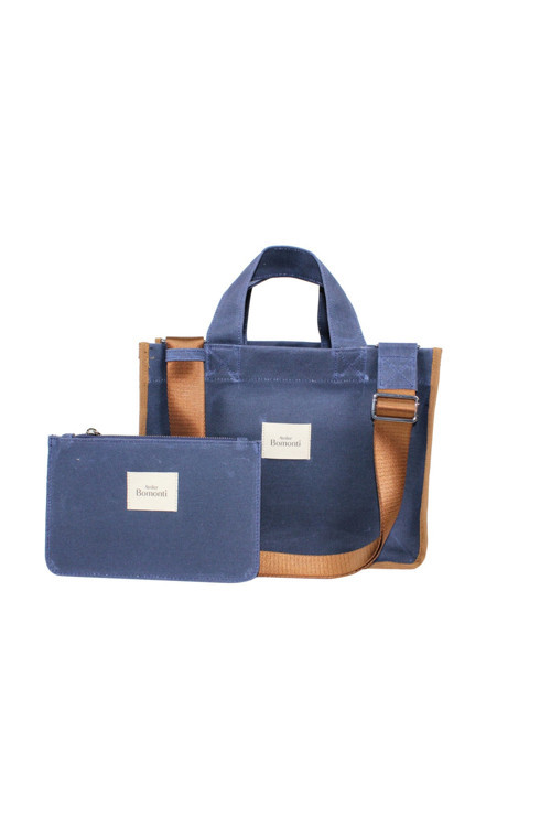 Hishi Rj Tote Bag Navy Blue Mumlu Kanvas Çanta