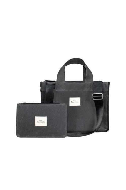 Hishi Rj Tote Bag Antrasit Mumlu Kanvas Çanta Siyah Omuz Askısı