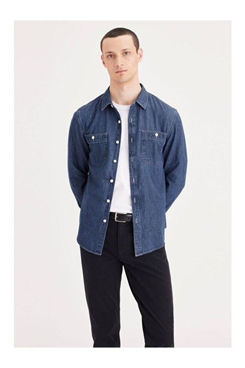 Minimalist Erkek Denim Gömlek - Uzun Kol Günlük