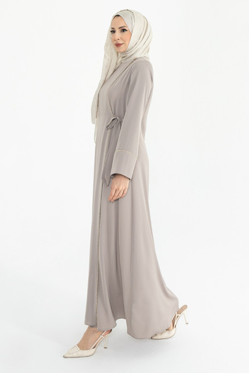 Silve Dubai İpeği Abaya Bej -1012