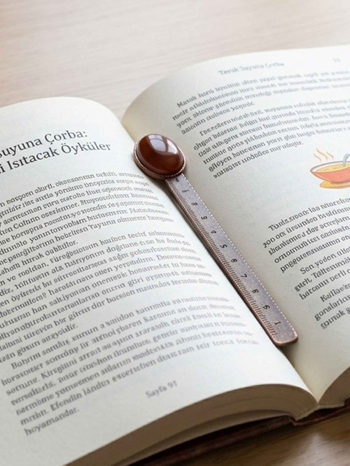 Akik Doğal Taşlı Kitap Ayracı ve Cetvel eukyak