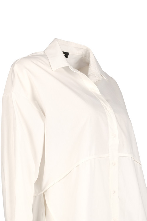 Minimalist Oversize Uzun Kol Gömlek Yaka Kadın Gömlek
