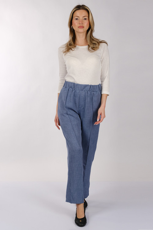 Minimalist Yüksek Bel Keten Kadın Pantolon - Regular Fit